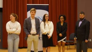 Inaugural UNC Speech Competition Contestants with Vivian Kaye in the Middle