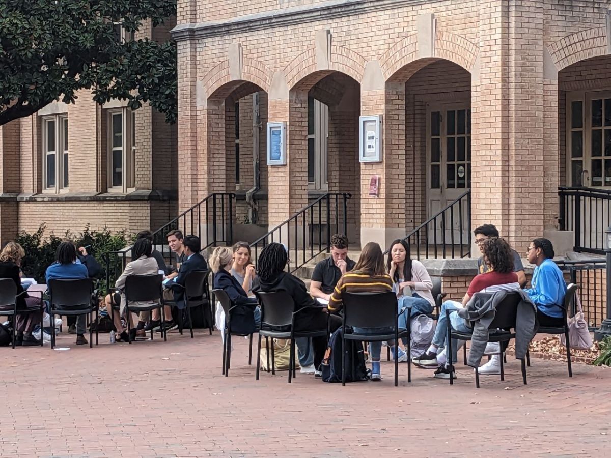 UNC Students Gathered Outside On Campus